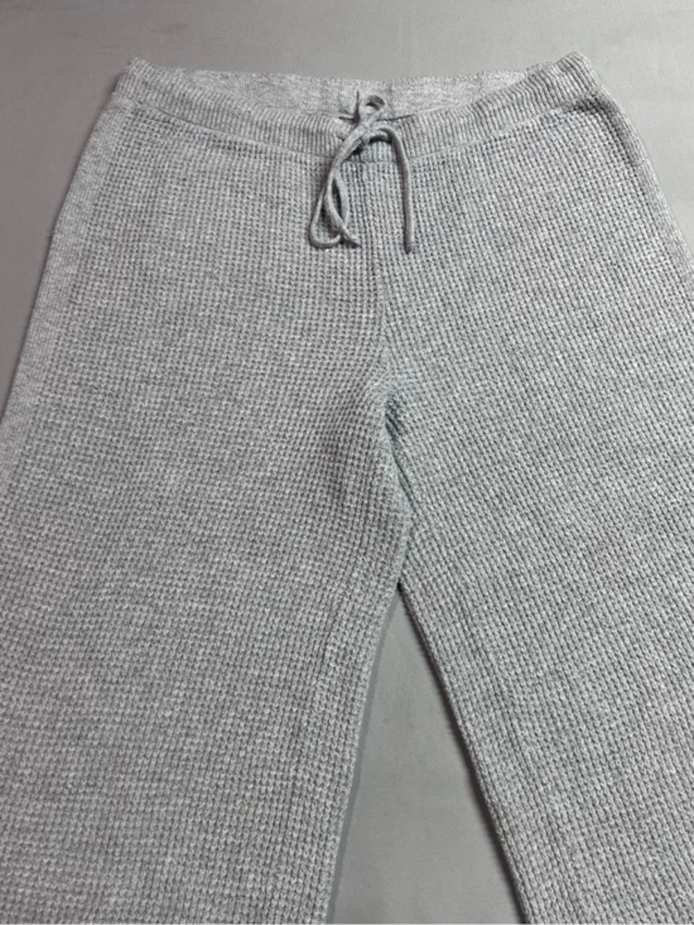 Cozy Rib Knit Drawstring Lounge Pants - Light Gray